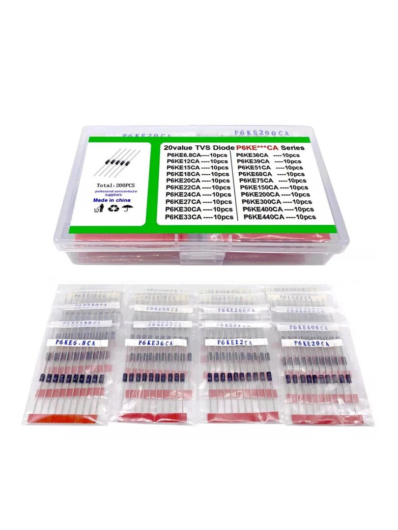 ProRock TVS Diode Kit 200PCS P6KE Bidirectional Transient Voltage
