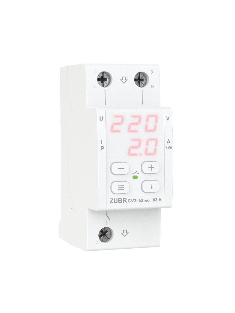 ZUBR CV2-63 wielofunkcyjny przekaźnik napięciowy czerwony LED