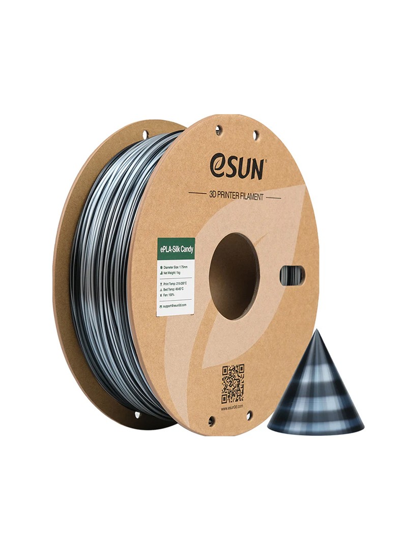 eSUN PLA-Silk Candy Filament srebrno czarny 1.75mm 1000g papierowa szpula