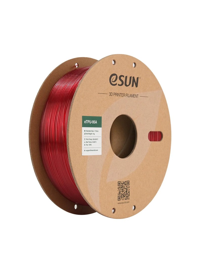 eSUN TPU-95A Filament transparentny czerwony 1.75mm 1000g papierowa szpula