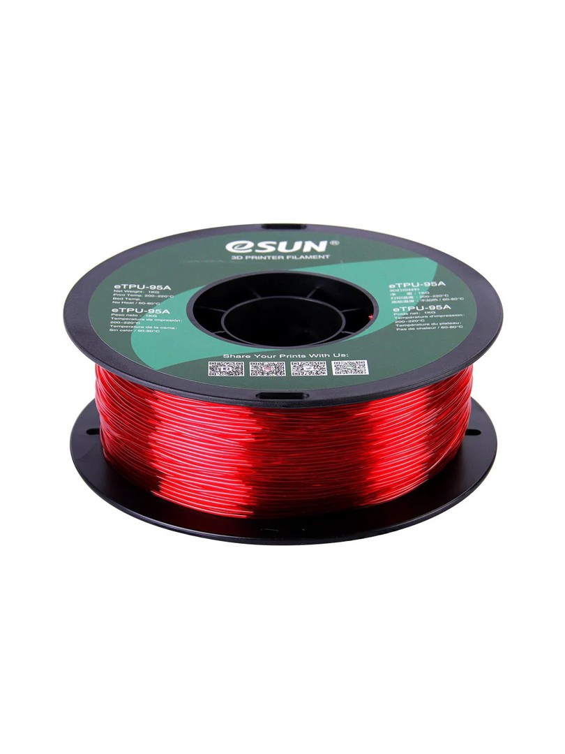 eSUN TPU-95A Filament 1,75mm 1000g przezroczysty czerwony