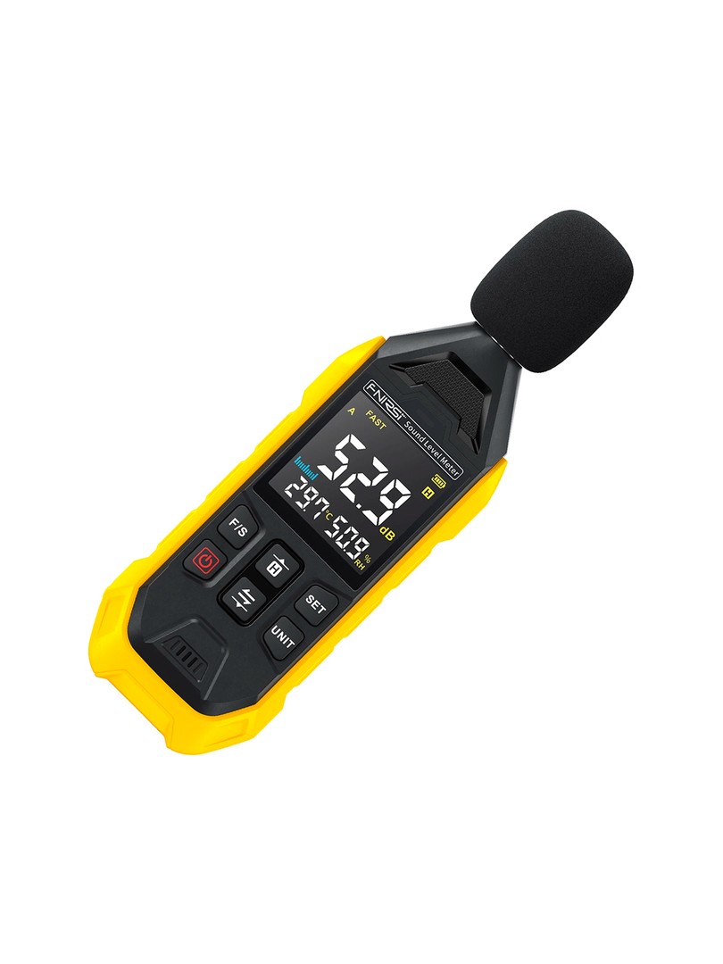 FNIRSI FDM01 miernik poziomu hałasu głośności 30 - 130 db sonometr 600mAh żółty