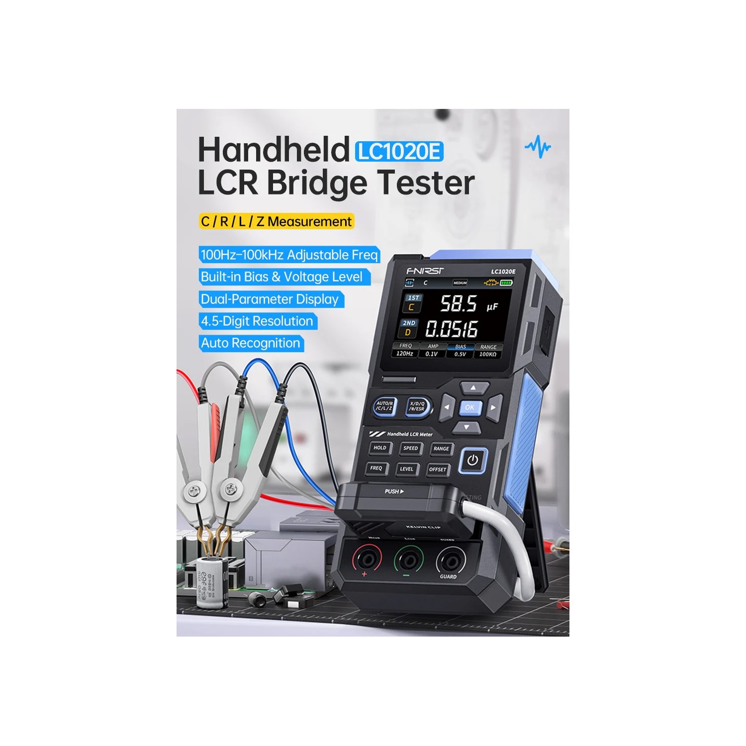 FNIRSI LC1020E tester elementów elektronicznych LCR uszkodzony karton