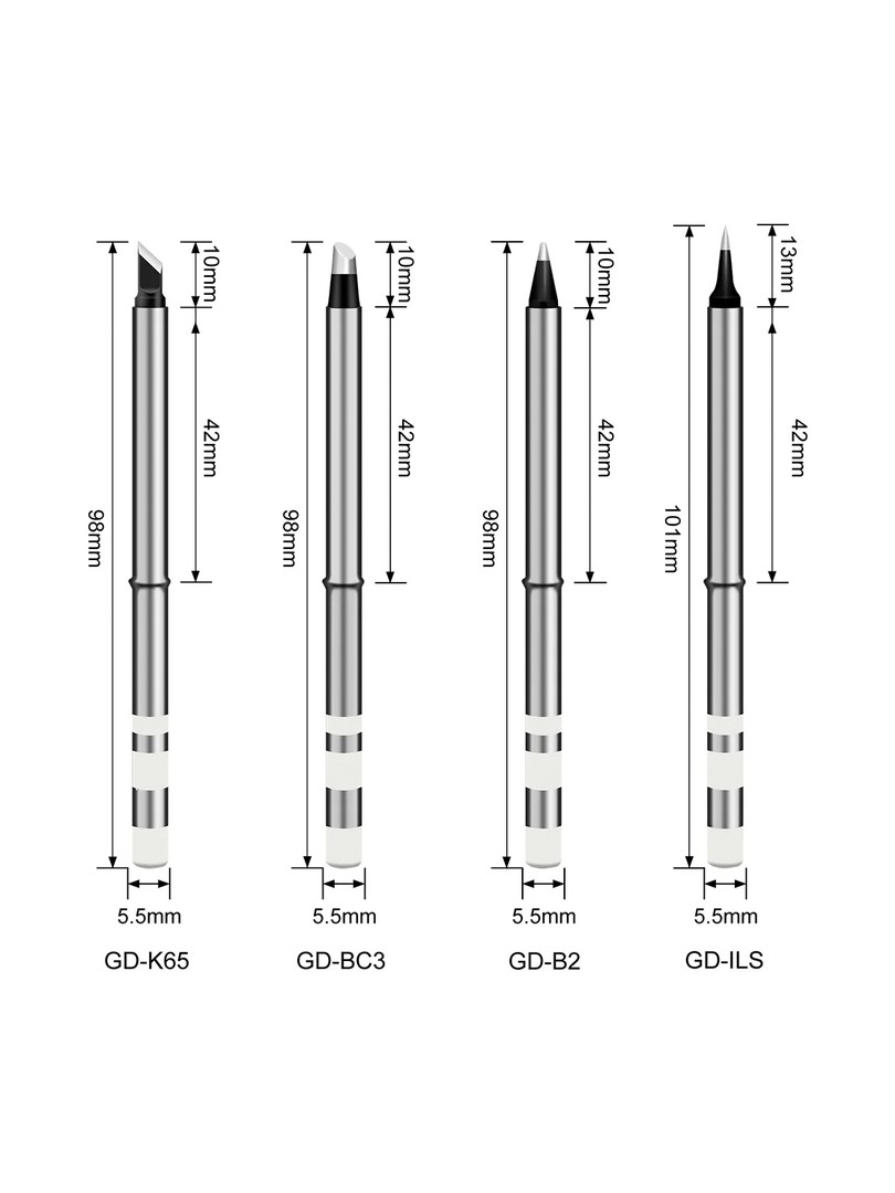 GVDA zestaw grotów GD-ILS GD-B2 GD-K65 GD-BC3 do lutownicy GD300 GD301