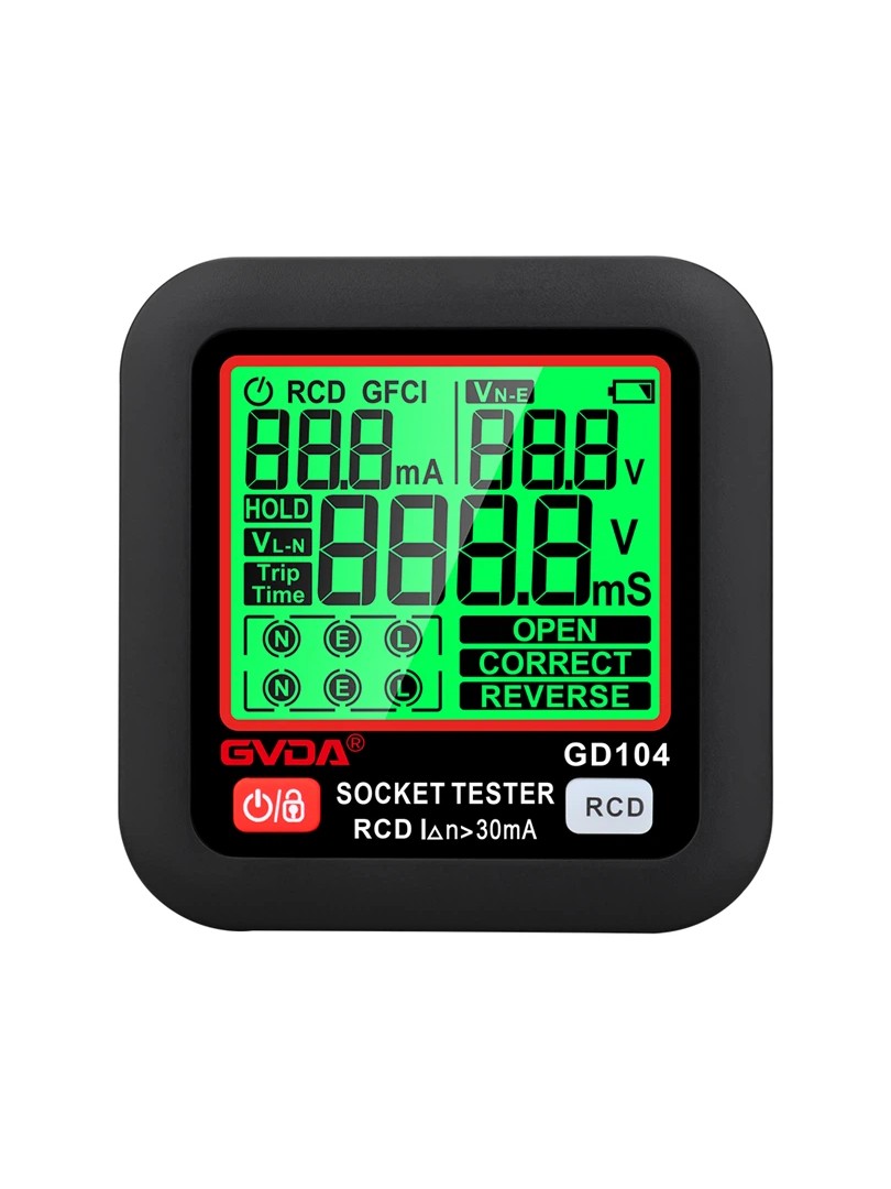 GVDA GD104B cyfrowy tester gniazd z wtyczką EU