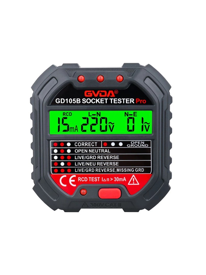 GVDA GD105 90-250V 3-stykowych Tester gniazdek z wtyczką EU