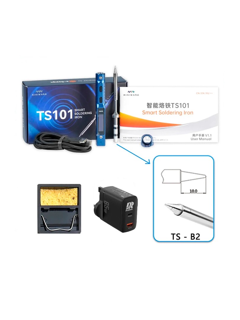 Miniware lutownica TS101 (B2) niebieska + 65W Zasilacz + podstawka T-Stand
