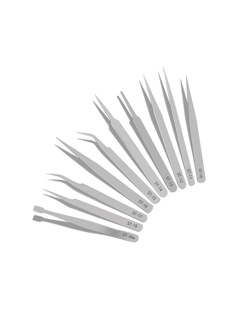 SEQURE ST Zestaw precyzyjnych pęset antystatycznych z hartowanej stali nierdzewnej