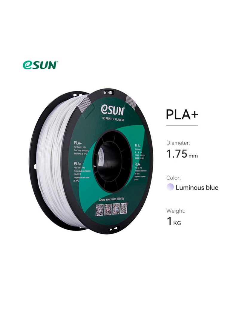 eSUN Luminous PLA Filament niebieski świecący w ciemności 1.75mm 1000g papierowa szpula