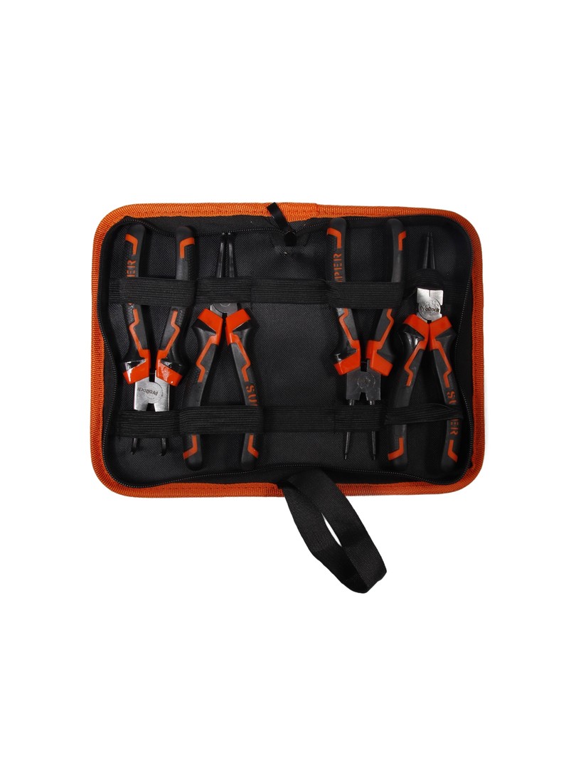 ProRock zestaw 4-częściowe szczypce do pierścieni osadczych 7 cali czarne-pomarańczowe