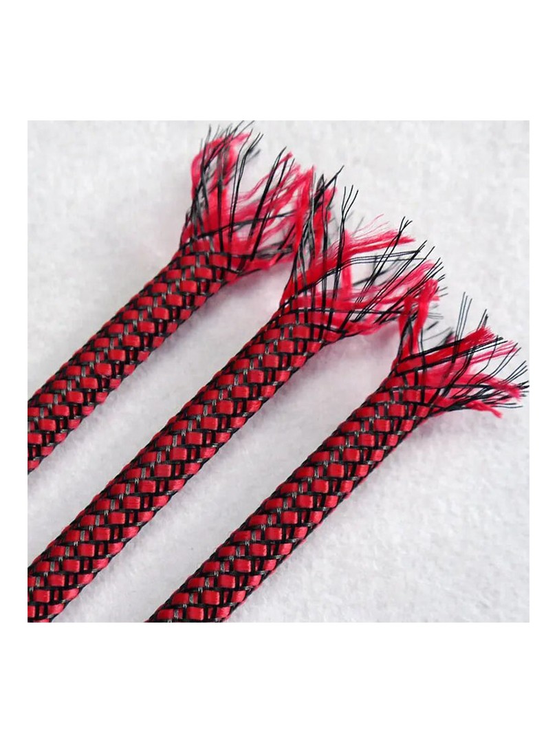 osłona oplot maskownica kabli czerwony PP + czarny 4 mm na metry
