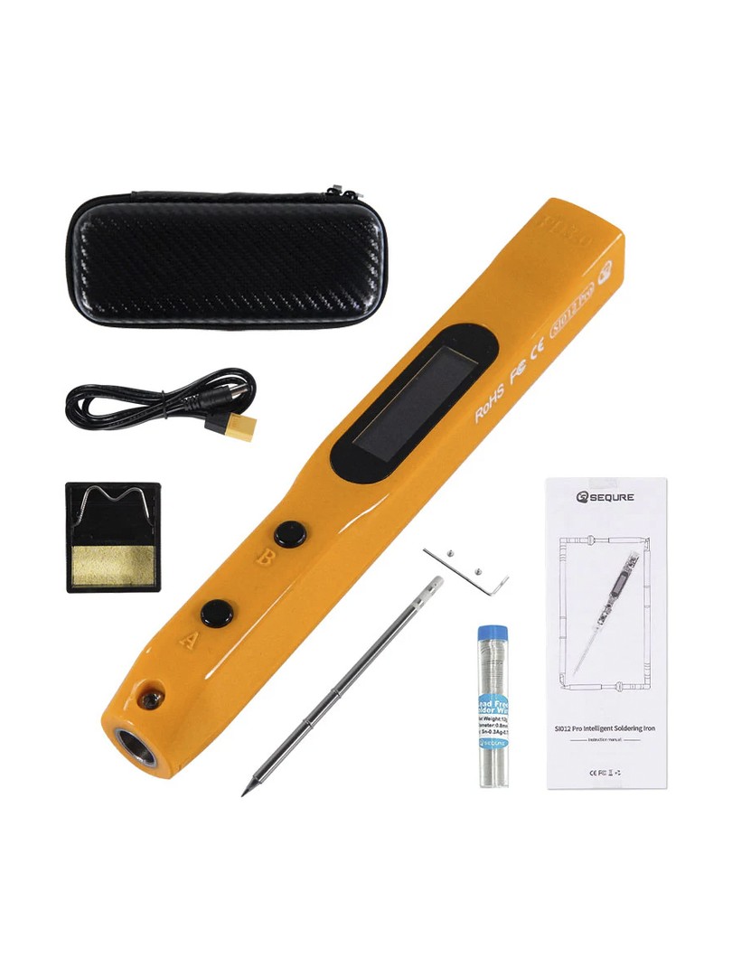 SEQURE SI012 Pro lutownica z grotem T12-B2 pomarańczowa ZESTAW