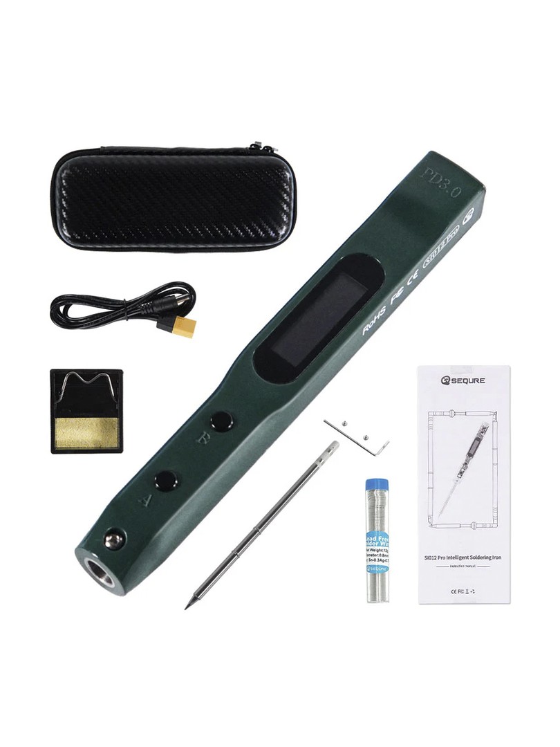 SEQURE SI012 Pro lutownica z grotem T12-B2 zielona ZESTAW