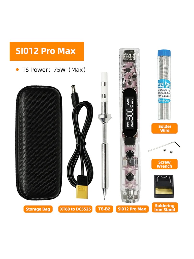 SEQURE zestaw - lutownica SI012 Pro Max z kolorowym podświetleniem TS-B2 grot