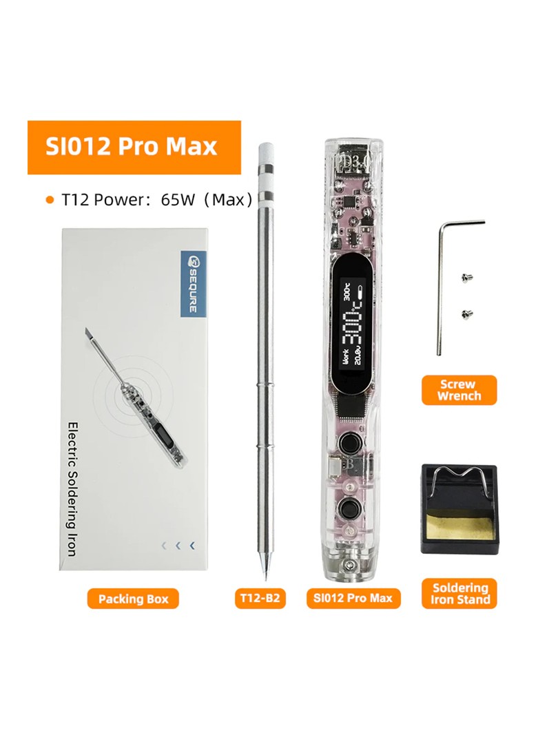 SEQURE SI012 Pro Max Przenośna lutownica OLED z kolorowym podświetleniem grot T12-B2