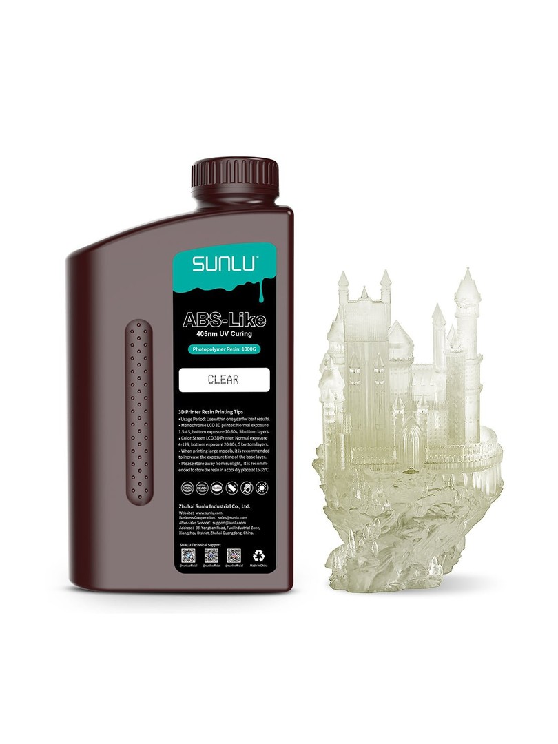 SUNLU żywica ABS-Like 3D Printer Rapid Resin 1000g Clear Przezroczysta