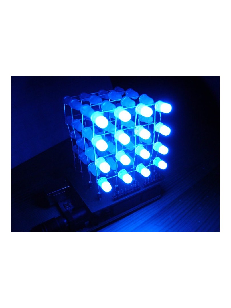 Zestaw do samodzielnego montażu kostka LED 3D 4x4x4 niebieska DIY