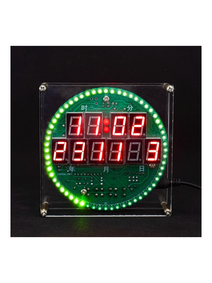 Zestaw DIY LED zegara wiecznego kalendarza z funkcją alarmu i obrotowym wyświetlaczem